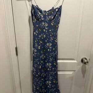 Reformation Blue Floral Spaghetti Strap  Dress
